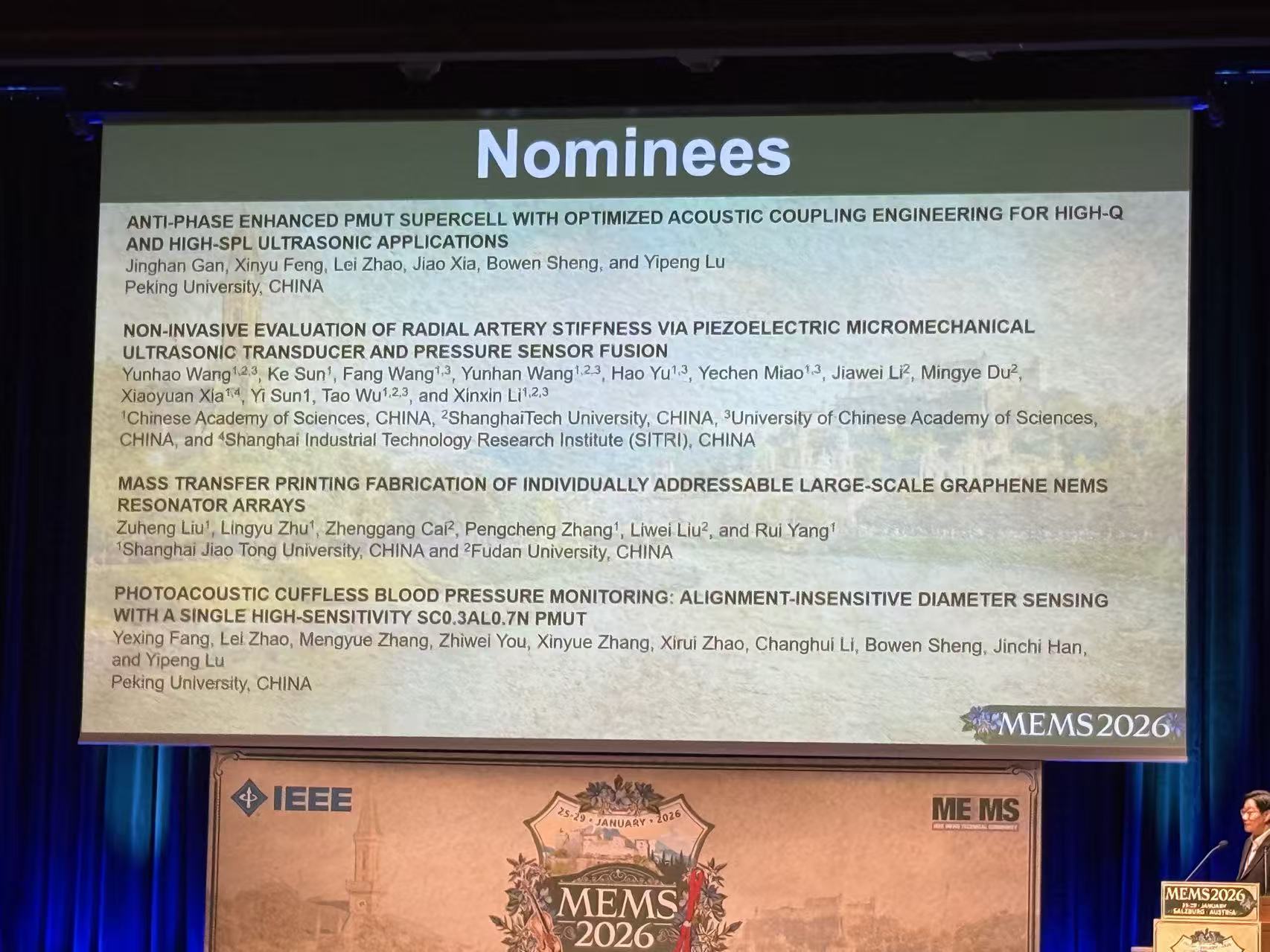 Congratulations! Three Papers from Our Research Group Receive Best Paper Nominations at IEEE MEMS 2026